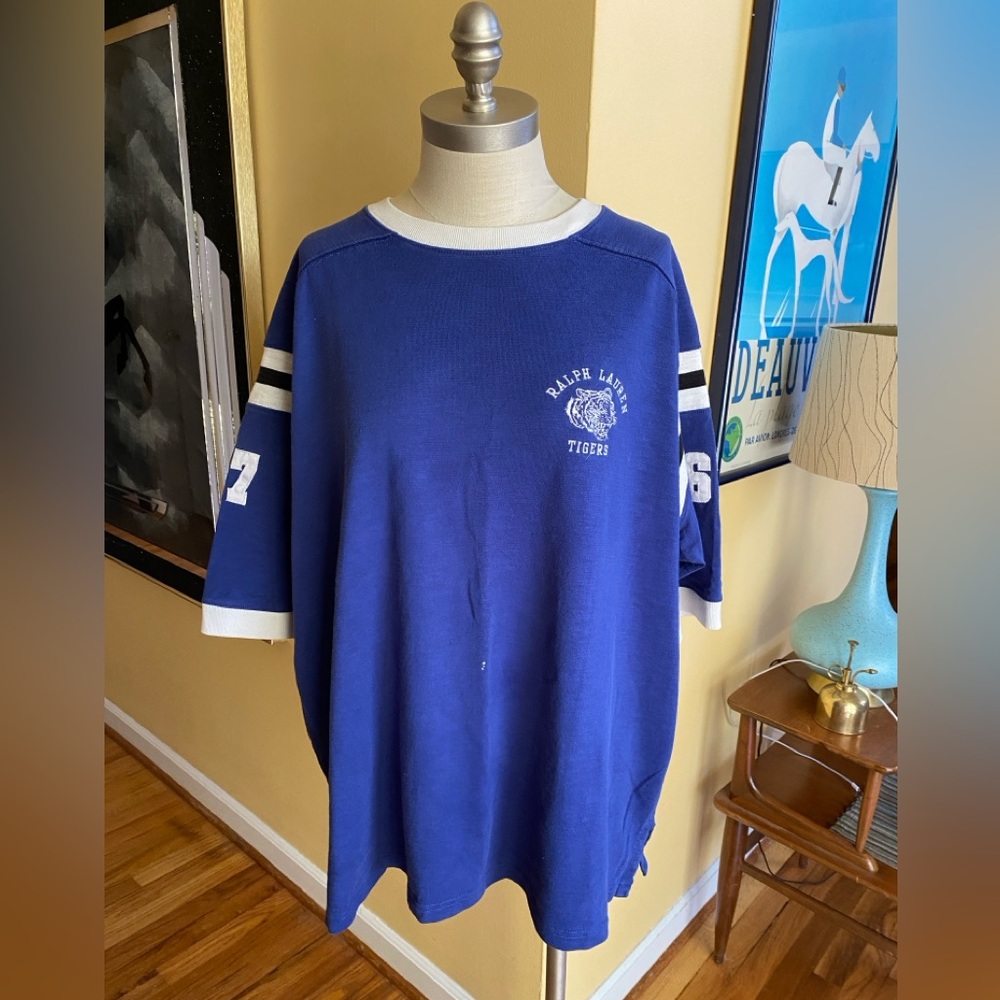 vintage polo sport ralph lauren blue tigers tee